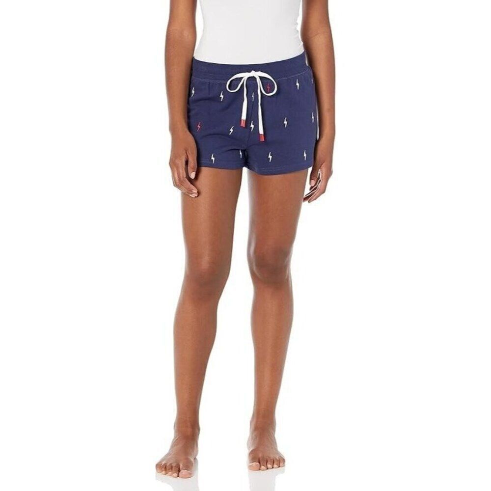 PJ Salvage Pajama Shorts Womens Medium Navy Lightning Bolt Drawstring RDRWS1